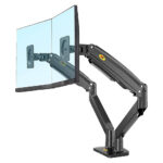 NB North Bayou F195-B Dual Monitor Desk Mount for 22 to 32 inch screens, 13kg capacity, full motion swivel and tilt, black finish