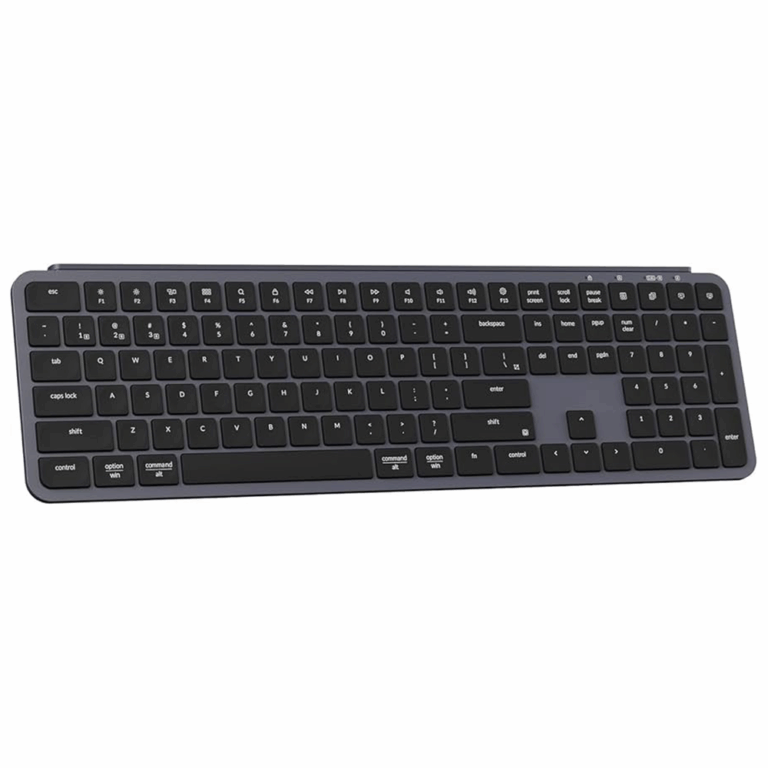 Keychron B6 Pro ultra-slim full-size wireless mechanical keyboard with Bluetooth, 2.4GHz, and USB-C wired options in gray color