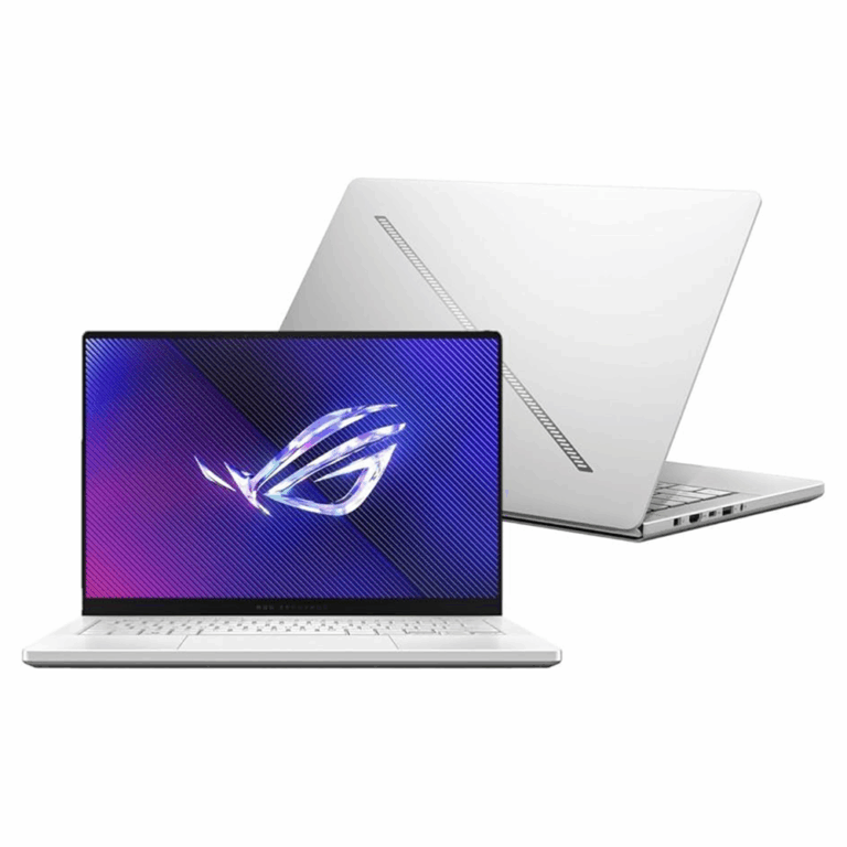 ASUS ROG Zephyrus G14 GA403UV 14-inch OLED gaming laptop with Ryzen 9 8945HS and RTX 4060 in Platinum White