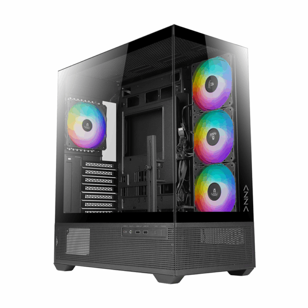 AZZA TIARA 501B Mid-Tower RGB Gaming Case with Tempered Glass – Black