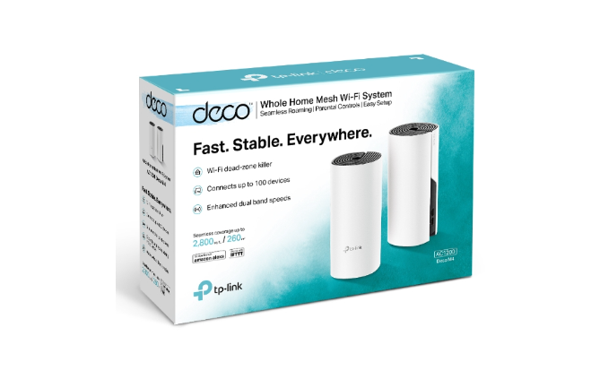 “TP‑Link Deco M4 AC1200 mesh Wi‑Fi system (3‑pack) – dual‑band whole‑home coverage”