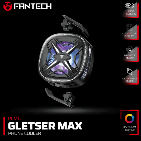 PCM10 GLETSER MAX RGB phone cooler attached to smartphone – powerful cooling fan for mobile gamers in Lebanon