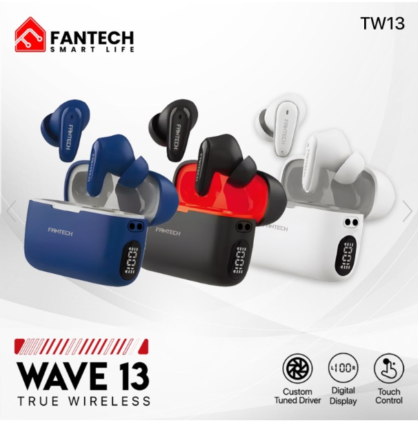 Fantech Wave 13 TW13 True Wireless Earbuds – Black Bluetooth TWS Earbuds with Mic and Charging Case for Gamers and Music Lovers in Lebanon