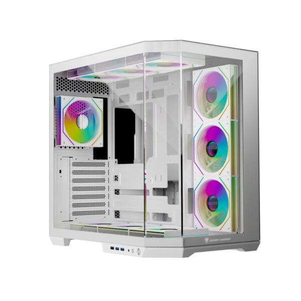 Jungle Leopard AS1 White Gaming PC Case with 4 RGB Galaxy Fans – TechubMe Lebanon