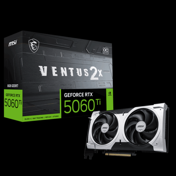 MSI GeForce RTX 5060 Ti 8G VENTUS 2X PLUS Graphics Card with Dual Fan Cooling and GDDR6 Memory