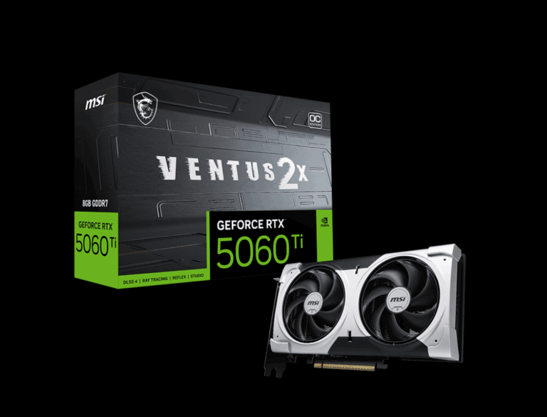 MSI GeForce RTX 5060 Ti 8G VENTUS 2X PLUS Graphics Card with Dual Fan Cooling and GDDR6 Memory