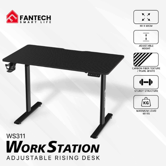 FANTECH WS311 adjustable rising desk in black – ergonomic sit-stand workstation for gamers and professionals in Lebanon