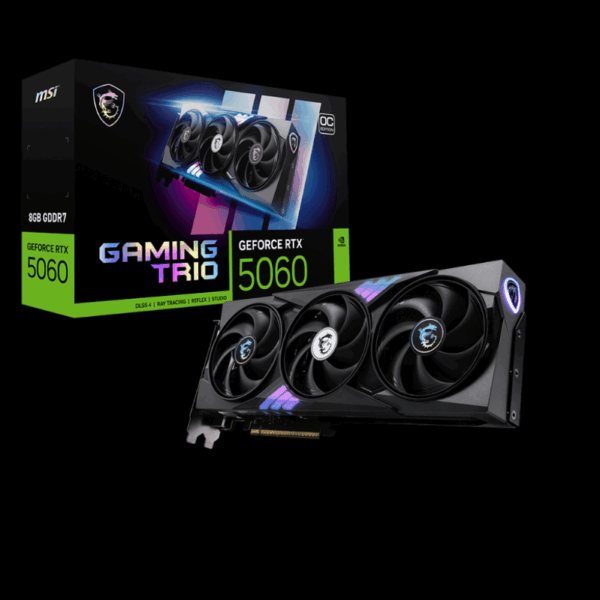 MSI GeForce RTX 5060 8G Gaming Trio OC Graphics Card with Triple-Fan Cooling and Overclocked GDDR6 Memory