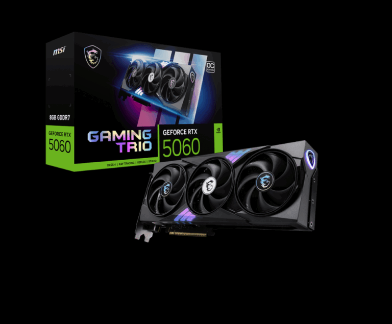 MSI GeForce RTX 5060 8G Gaming Trio OC Graphics Card with Triple-Fan Cooling and Overclocked GDDR6 Memory