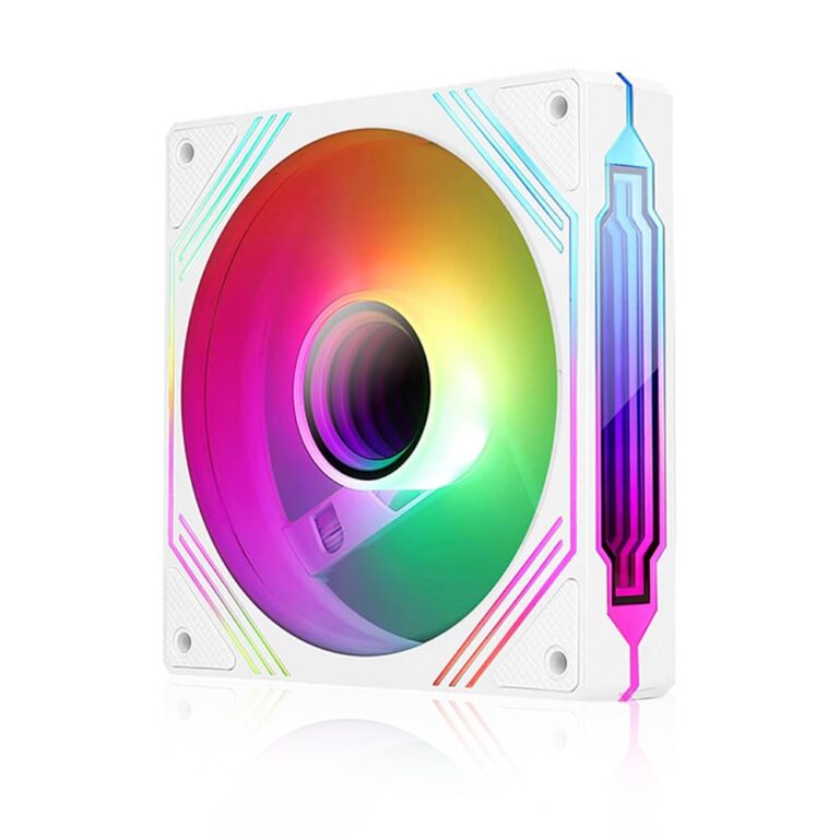 Jungle Leopard Prism 6 MAX Reverse White Gaming PC Case with 1 RGB Galaxy Fan – Minimalist Reverse Layout Mid Tower – TechubMe Lebanon