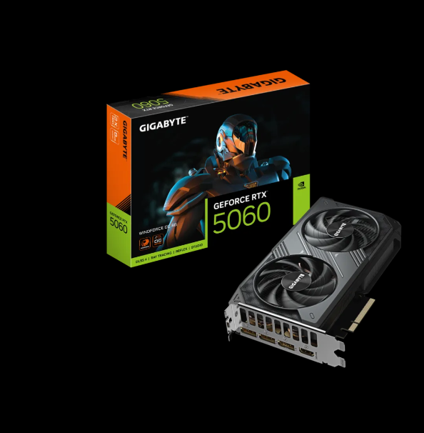 Gigabyte GeForce RTX 5060 WINDFORCE OC 8G Graphics Card with Dual-Fan Cooling and Factory Overclock