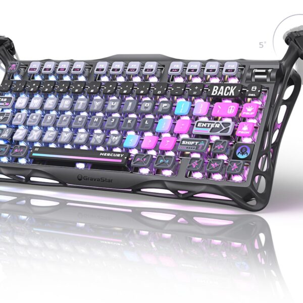 GravaStar Mercury K1 Pro 75% Mechanical Keyboard in Galaxy Black – Futuristic RGB Gaming Keyboard for Lebanese Gamers
