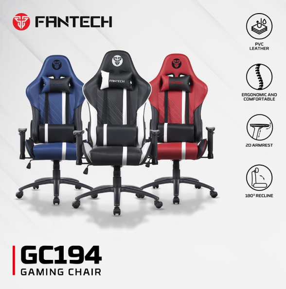 FANTECH GC194 ergonomic gaming chair with high-back racing-style design, lumbar and neck support – available in Lebanon at Techubme