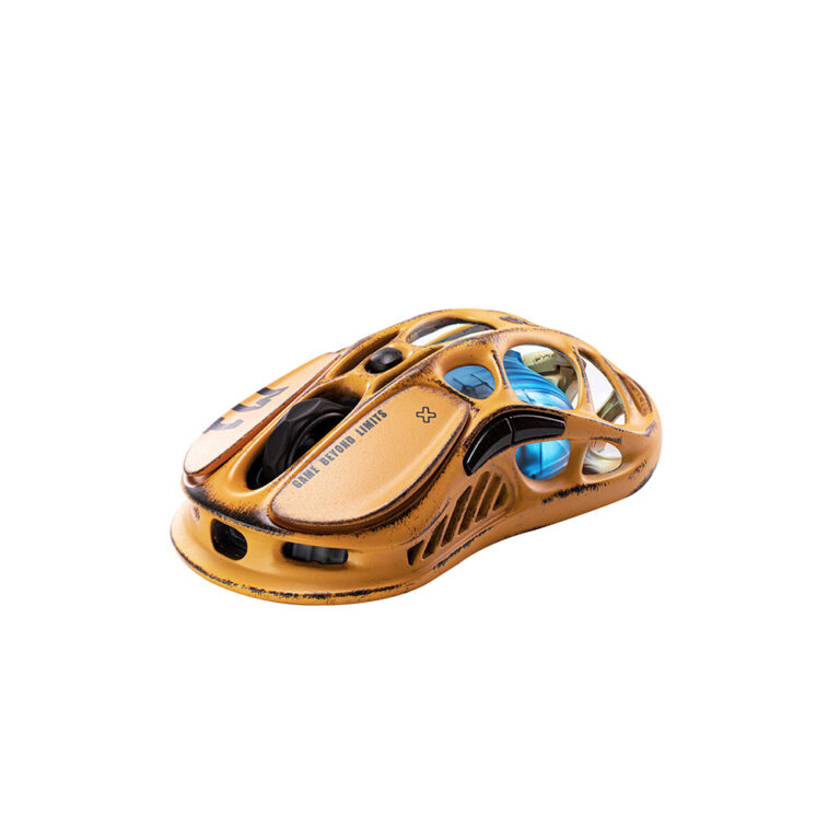 GravaStar X PRO Three-Mode Gaming Mouse – Battle Damaged Yellow with RGB Lighting and Futuristic Sci-Fi Design for Lebanese Gamers