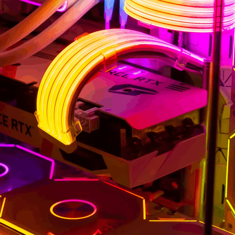 Jungle Leopard Neon Line ARGB glow strip – silicone LED strip that clips onto CPU 8‑pin cable for customizable lighting effects in PC builds