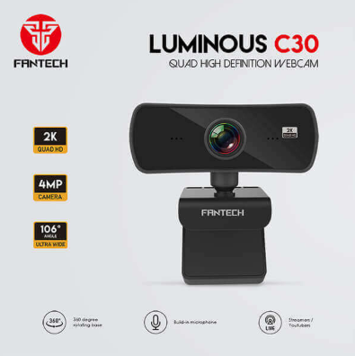 Fantech Luminous C30 2K webcam with built-in microphone – perfect for streaming, video calls, and content creation in Lebanon