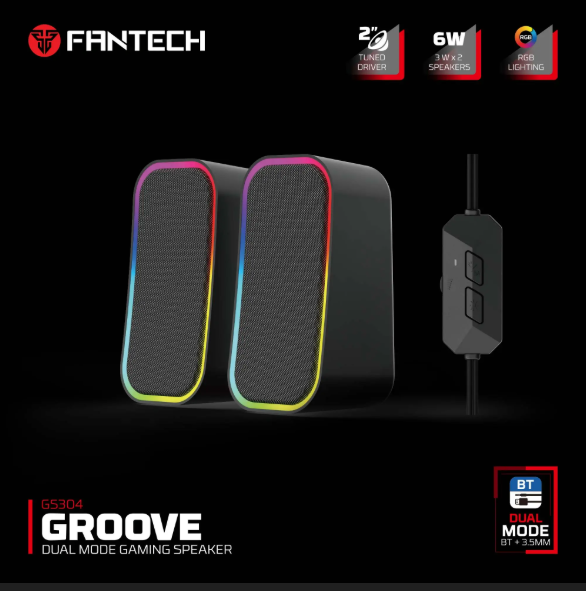FANTECH GS304 Groove RGB gaming speaker – black dual-mode soundbar with Bluetooth and AUX for PC and console gamers in Lebanon