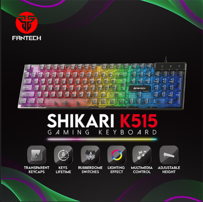 FANTECH SHIKARI K515 RGB membrane gaming keyboard – ergonomic design with soft keys for gamers in Lebanon