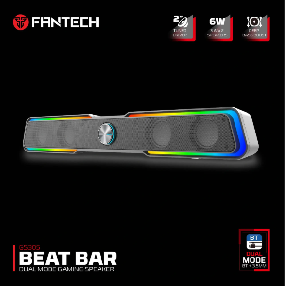 Fantech GS305 Beat Bar RGB gaming speaker – dual mode Bluetooth + AUX soundbar for PC and console gamers in Lebanon