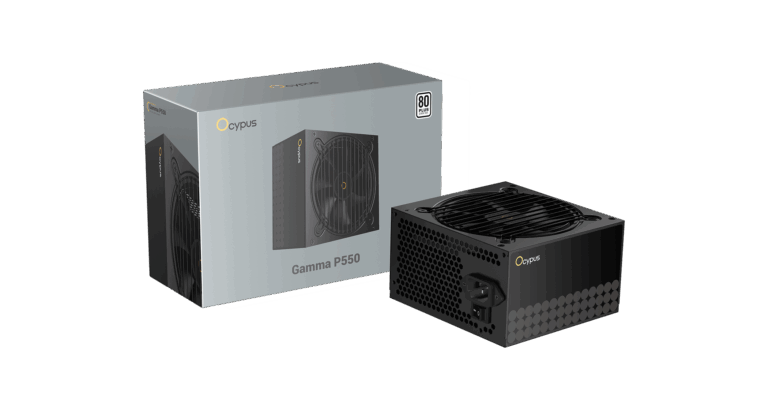 Ocypus Gamma P550 550W 80+ White ATX power supply with cooling fan – available at Techubme Lebanon.