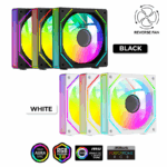 Ocypus GAMMA F12 Uni ARGB 3-in-1 120mm PWM case fans pack black with infinity mirror lighting