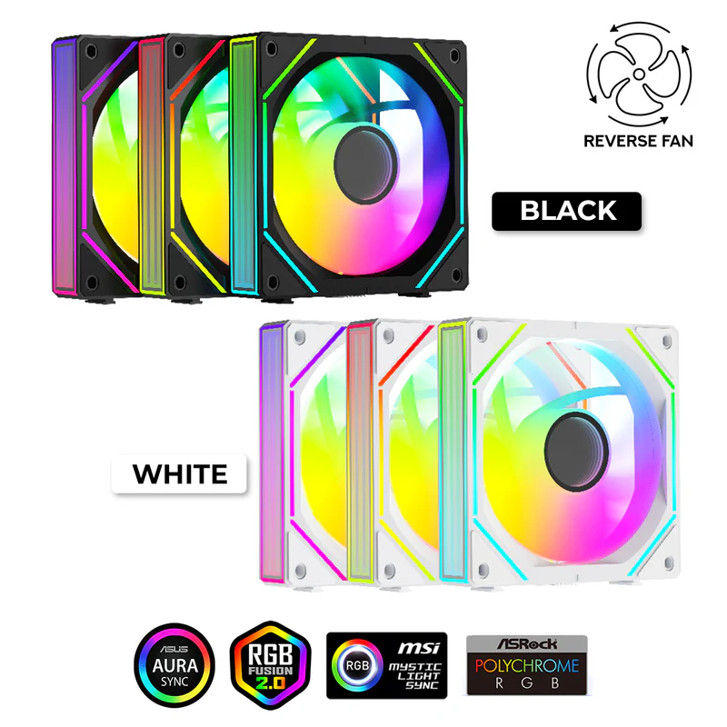 Ocypus GAMMA F12 Uni ARGB 3-in-1 120mm PWM Case Fan Pack – Infinity Mirror ARGB, Quiet Performance