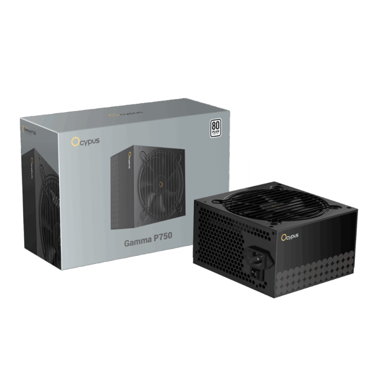 Ocypus Gamma P750 750W 80+ White ATX power supply unit with cooling fan – available at Techubme Lebanon.