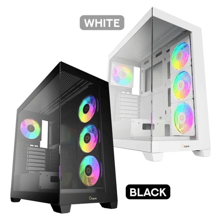 Ocypus Gamma C72 ARGB Mid Tower Panoramic Gaming Case with 4 Pre-installed ARGB PWM Fans and Tempered Glass | Techubme Lebanon