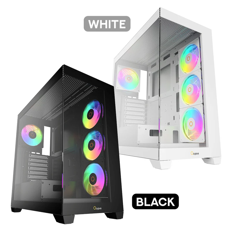 Ocypus Gamma C72 ARGB Mid Tower Panoramic Gaming Case with 4 Pre-installed ARGB PWM Fans and Tempered Glass | Techubme Lebanon