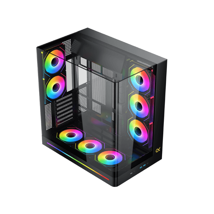 Xigmatek Pano II seamless tempered glass panoramic ARGB gaming PC case at Techubme