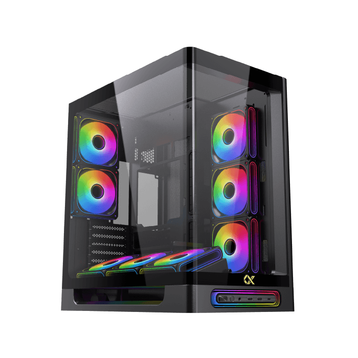 Xigmatek Heaven seamless tempered glass panoramic gaming PC case with ARGB fans at Techubme